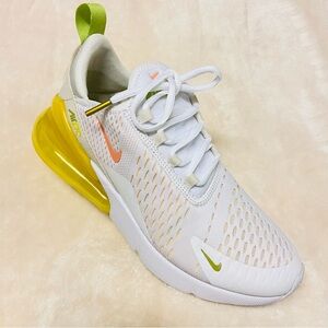 Nike Air max 270, Women 7.5 White and Yellow Athletic Shoes